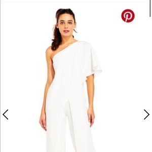 One Shoulder a White Adriana Papell Jumpsuit